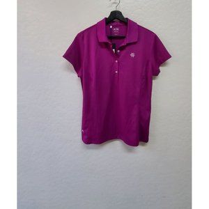 Adidas Top L Large Violet Polo Shirt Climalite Short Sleeve Activewear Women NEW